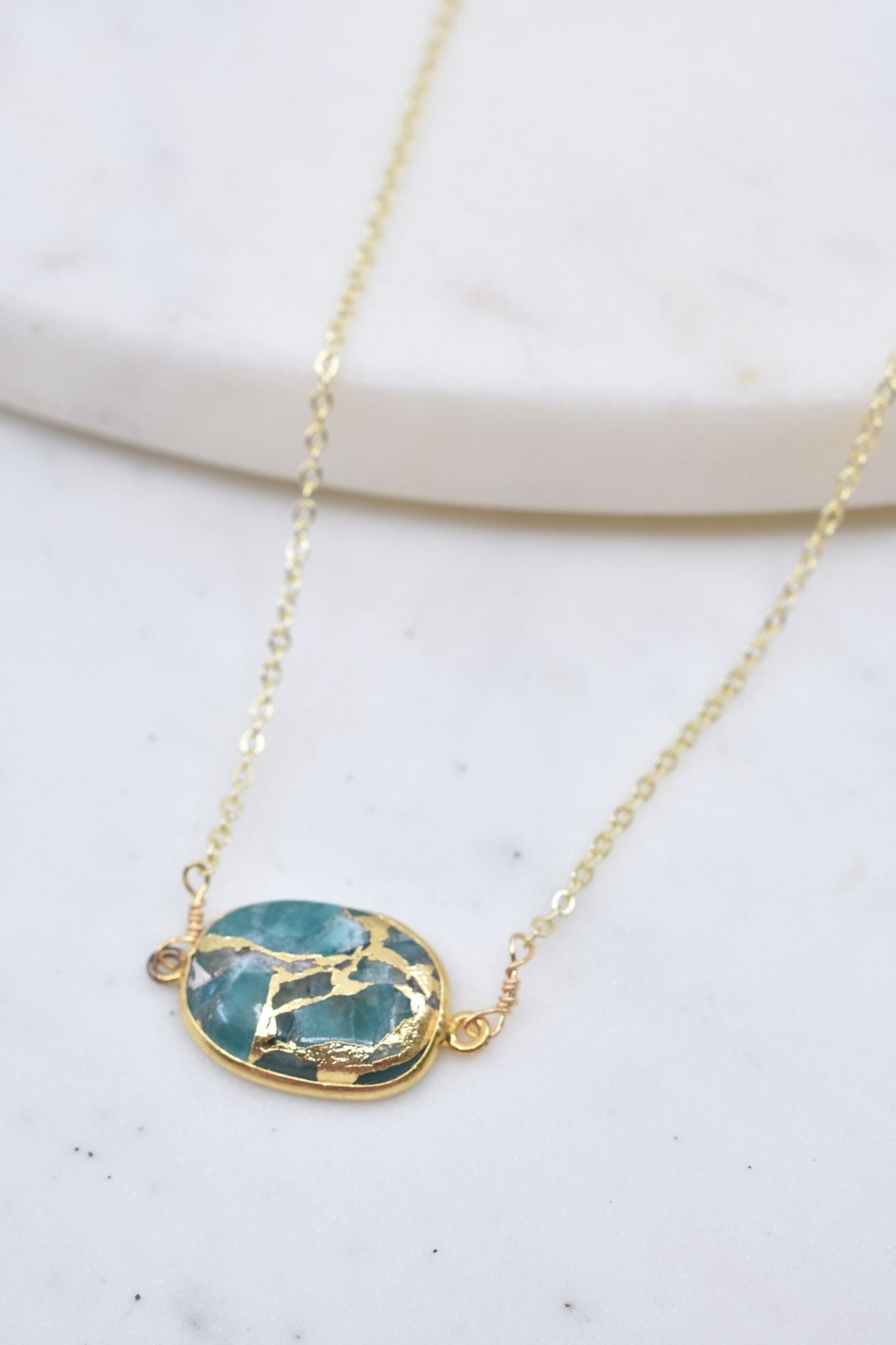 Mrs. Parker Necklace in Teal Mojave Copper Turquoise