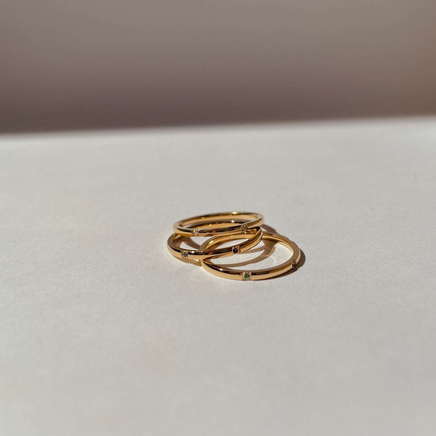 Thin Stone Stacker Rings