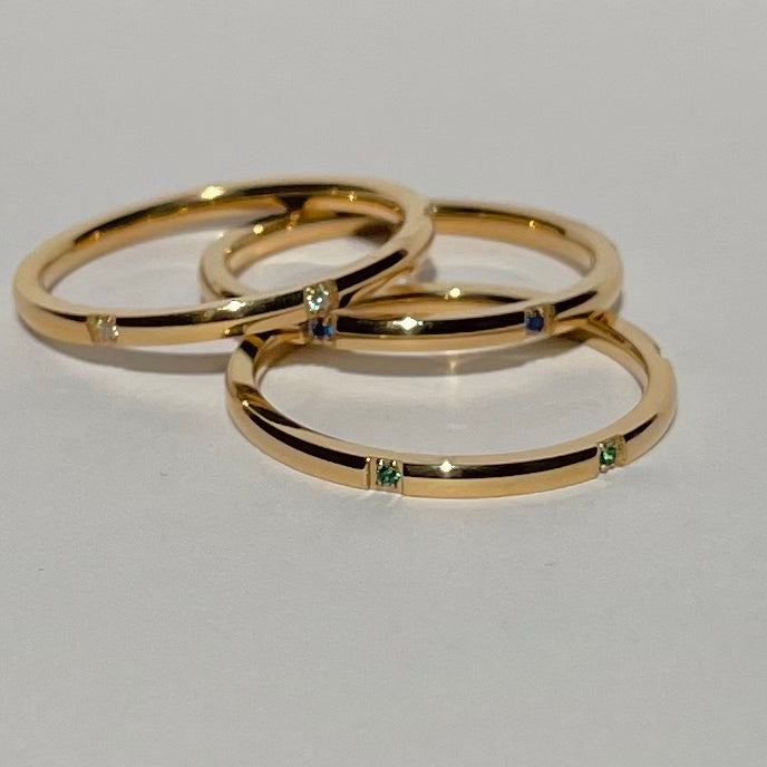 Thin Stone Stacker Rings